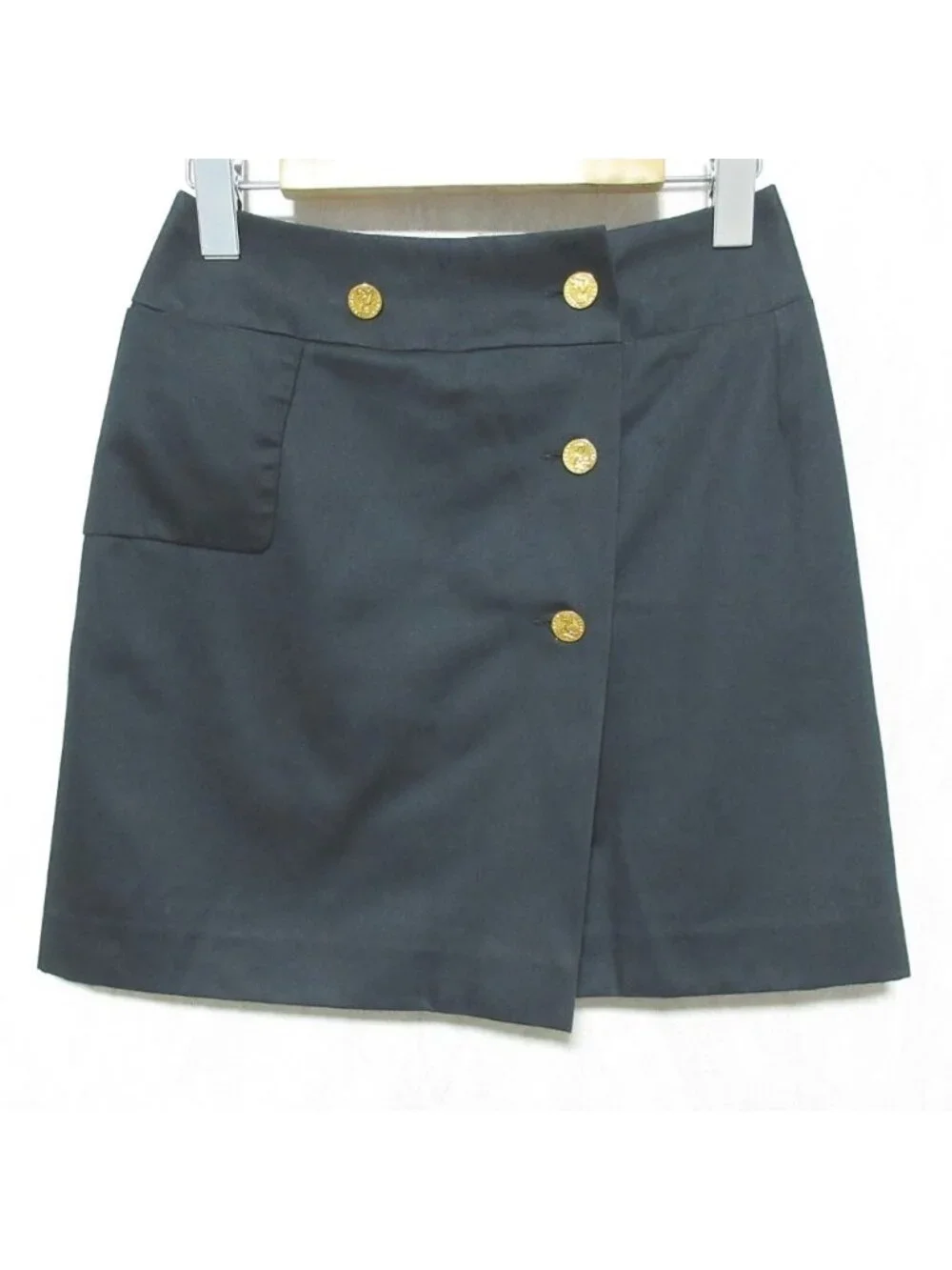 Chanel Vintage Gold Button Mini Skirt 34 Black